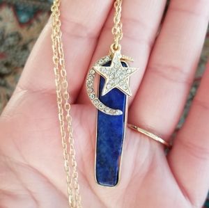 Moon And Star Lapis Lazuli Necklace